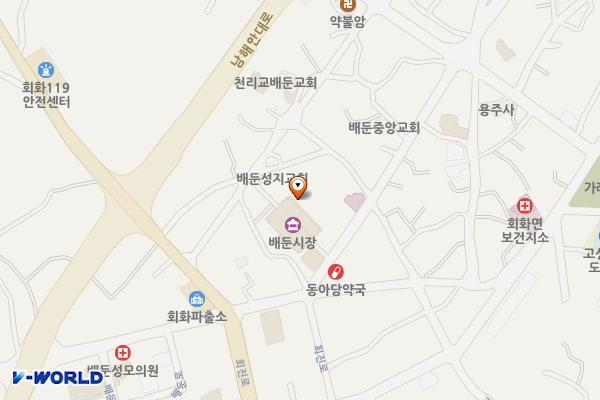 배둔시장 위치 지도 — 경상남도 고성군 회화면 배둔로31번길 15