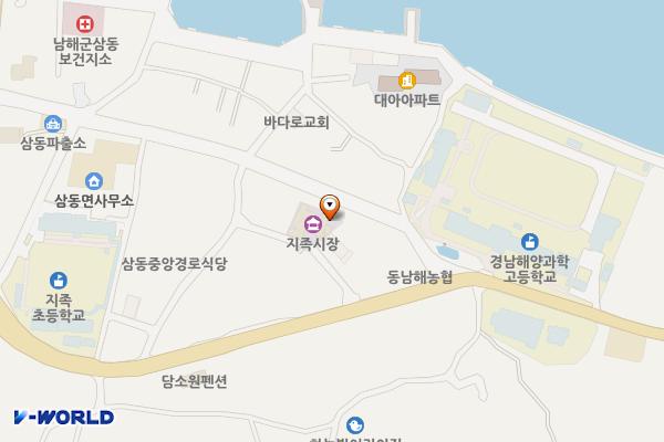 지족공설시장 위치 지도 — 경상남도 남해군 삼동면 동부대로1876번길 30-1