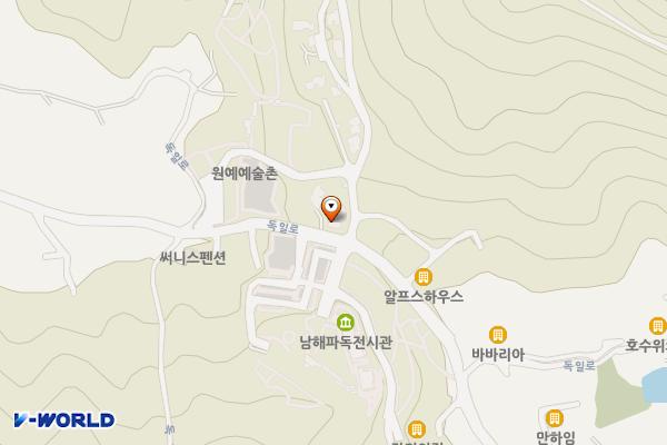 원예예술촌(주차장) 위치 지도 — 경상남도 남해군 삼동면 예술길 3
