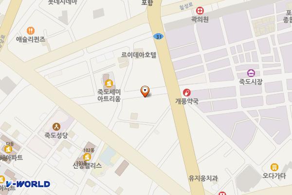 한솔주차장 위치 지도 — 경상북도 포항시 북구 죽도동 39-8