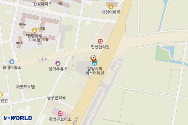 시외버스터미널 위치 지도 — 경상남도 함양군 함양읍 한들로 159