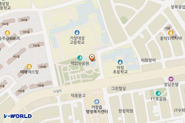 한마음도서관 1층 화장실 위치 지도 — 경상남도 거창군 거창읍 거열로6길 11 (상림리, 한마음도서관)