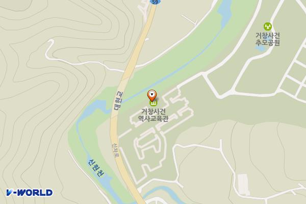 거창사건추모공원-역사교육관 위치 지도 — 경상남도 거창군 신원면 신차로 2924, 거창사건추모공원