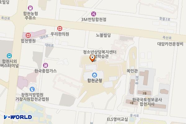 합천군 CCTV 통합관제센터 위치 지도 — 경상남도 합천군 합천읍 동서로 119
