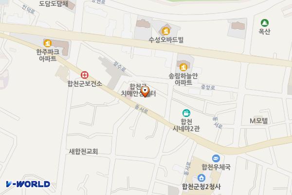 합천군종합사회복지관 화장실 위치 지도 — 경상남도 합천군 합천읍 동서로 39