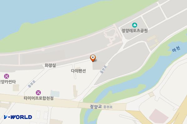 정양레포츠공원 화장실(다목적편의시설) 위치 지도 — 경상남도 합천군 대양면 동부로 39-13