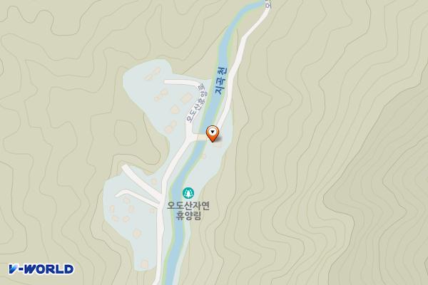 오도산 자연휴양림 화장실2 (양변기) 위치 지도 — 경상남도 합천군 봉산면 오도산휴양로 398