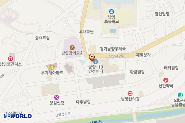 남양119안전센터-1 위치 지도 — 경기도 화성시 만세구 남양읍 남양시장로 48 (남양리, 남양119안전센타)