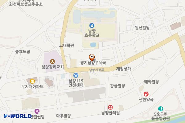 남양우체국 위치 지도 — 경기도 화성시 만세구 남양읍 남양시장로 53 (남양리, 경기남양우체국)