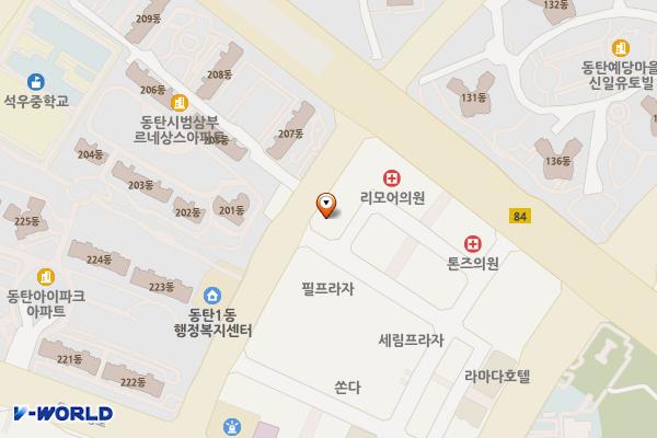아인슈타인프라자 위치 지도 — 경기도 화성시 동탄구 동탄반석로 208 (반송동, 아인슈타인프라자)