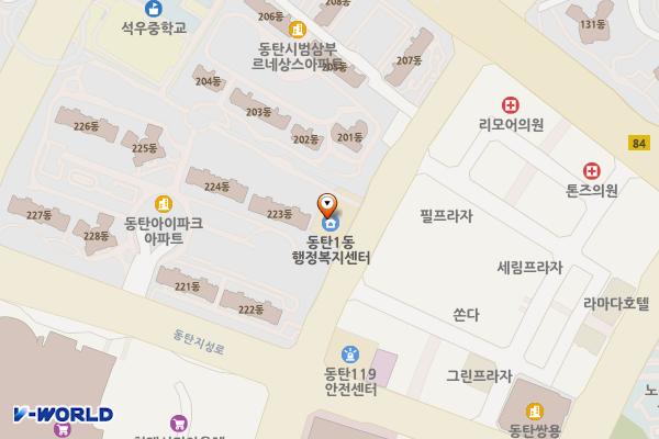 동탄1동주민센터 1층 위치 지도 — 경기도 화성시 동탄구 동탄반석로 195 (반송동, 동탄1동주민센터)