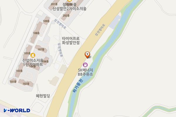 (주)구구에너지직영 88주유소 위치 지도 — 경기도 화성시 만세구 향남읍 삼천병마로 276 (장짐리)