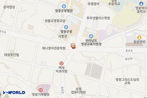 해룡부동산 ~ 국수나무 위치 지도 — 전라남도 영광군 영광읍 백학리 383
