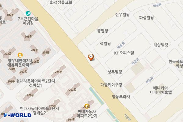 한국프라자1동 위치 지도 — 경기도 화성시 만세구 남양읍 시청로 109 (남양리)