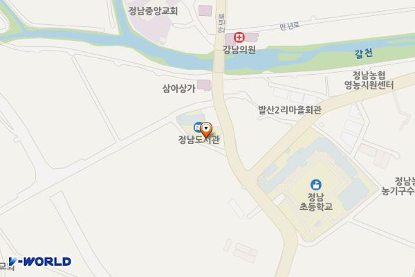 정남도서관 주차장 공중화장실 위치 지도 — 경기도 화성시 효행구 정남면 만년로 527 (발산리)