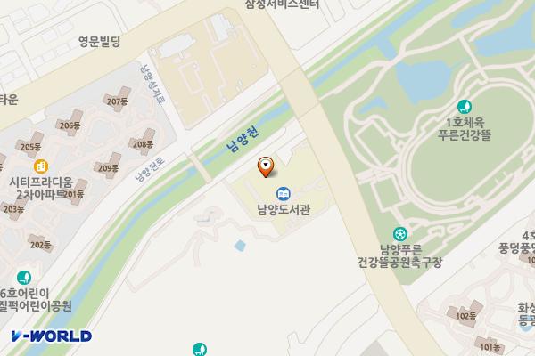 남양도서관 1층 위치 지도 — 경기도 화성시 만세구 남양읍 역골중앙로 143 (남양리)