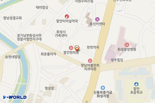 발안시장고객센터 3층 위치 지도 — 경기도 화성시 만세구 향남읍 평2길 7