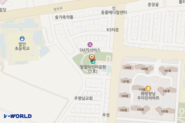 벌말 어린이공원 위치 지도 — 경기도 화성시 만세구 향남읍 행정리 423