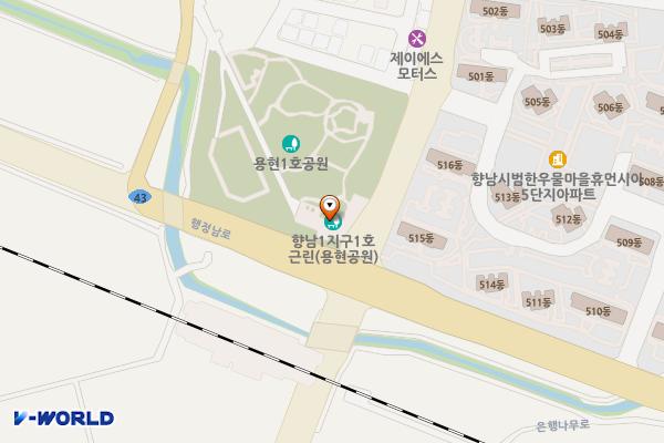 향남1호 근린공원 위치 지도 — 경기도 화성시 만세구 향남읍 행정서로 5