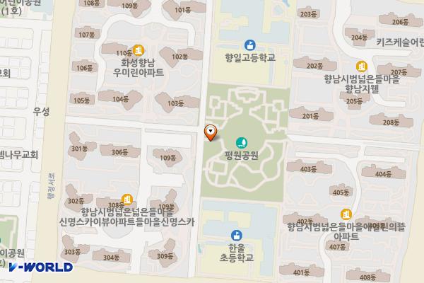 향남2호 근린공원 위치 지도 — 경기도 화성시 만세구 향남읍 행정중앙1로 19