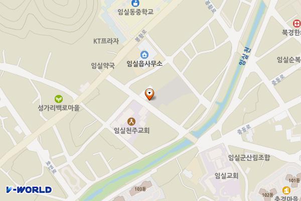 임실시장 청년 맛잇길 음식 특화상가 공영주차장 위치 지도 — 전북특별자치도 임실군 임실읍 중동로 11