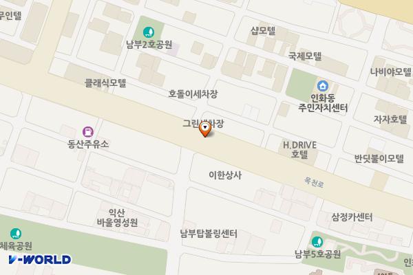 인화동2가104번지일원 노상주차장 위치 지도 — 전북특별자치도 익산시 인화동2가 104(한씨네 ~ 세영하우징)