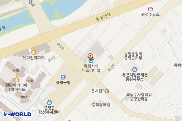 증평시외버스터미널 위치 지도 — 충청북도 증평군 증평읍 광장로 89