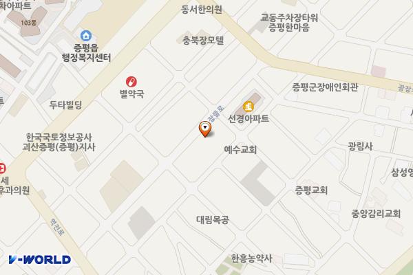 증평 장뜰시장 위치 지도 — 충청북도 증평군 증평읍 장뜰로 58-1