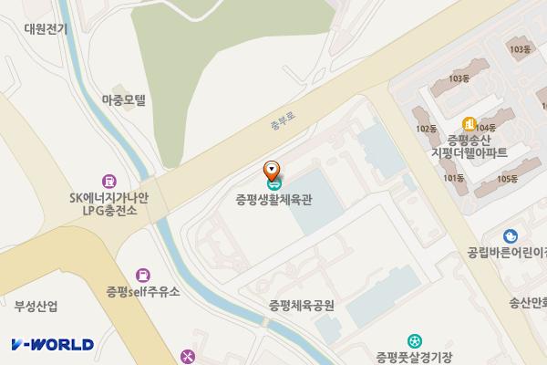 증평생활체육관 위치 지도 — 충청북도 증평군 증평읍 송산로 18