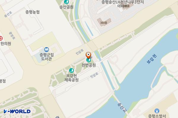 천변공원 화장실 위치 지도 — 충청북도 증평군 증평읍 인삼로 102