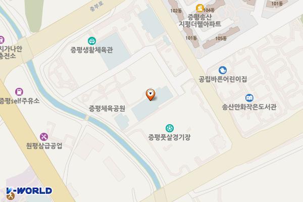 생활체육공원 공중화장실 위치 지도 — 충청북도 증평군 증평읍 인삼로 23-1, 생활체육공원(게이트볼장 화장실)