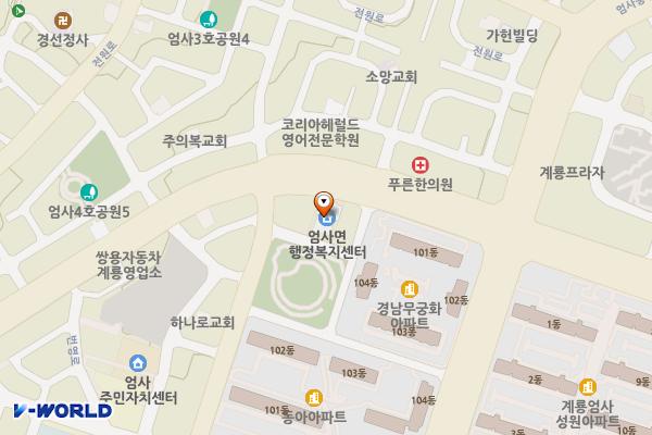 엄사면행정복지센터 화장실 위치 지도 — 충청남도 계룡시 엄사면 번영로 47