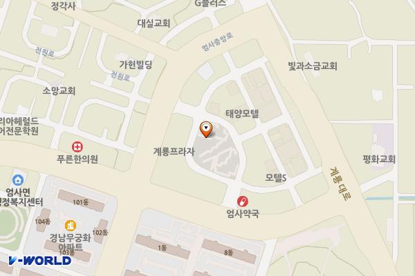 엄사상점가 공영주차장 위치 지도 — 계룡시 엄사면 번영1길 5-17