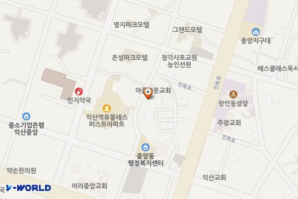 중앙동 주민센터 뒤편 포켓주차장 위치 지도 — 전북특별자치도 익산시 창인동1가 223-37