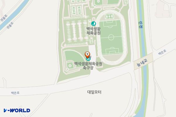 백석생활체육공원 관리동 위치 지도 — 경기도 양주시 백석읍 백은로 185 (오산리)