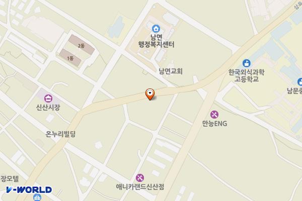 양주남면우편취급국 화장실 위치 지도 — 경기도 양주시 남면 개나리길 114 (신산리)