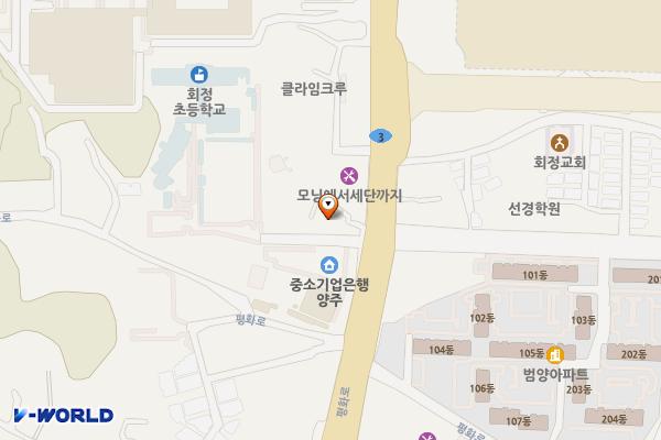 대한노인회 양주시지회 화장실 위치 지도 — 경기도 양주시 평화로 1569 (회정동)
