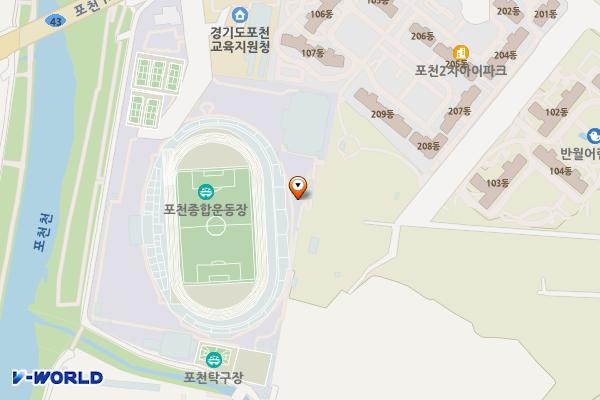 포천종합운동장 2층 위치 지도 — 경기도 포천시 군내면 호국로 1518
