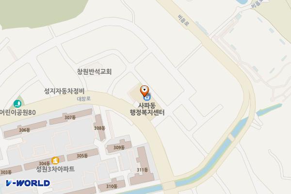 사파동행정복지센터 위치 지도 — 경상남도 창원시 성산구 대암로 109, 사파동행정복지센터 (대방동)