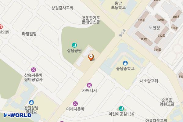 상남동 행정복지센터 위치 지도 — 경상남도 창원시 성산구 동산로 73 (상남동)