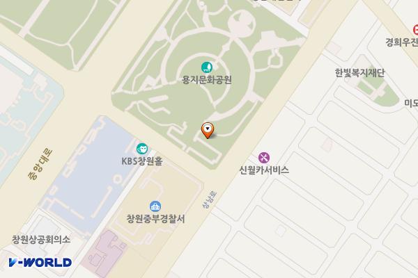 용지문화공원(신문사앞) 위치 지도 — 경상남도 창원시 성산구 중앙대로186번길 13 (신월동)