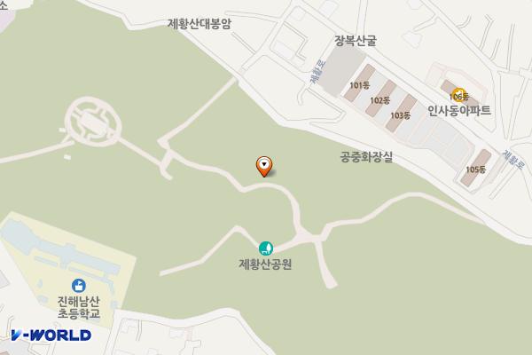 인사동 체육시설지 위치 지도 — 경상남도 창원시 진해구 태평로37번안길 28, 공중화장실 (제황산동)