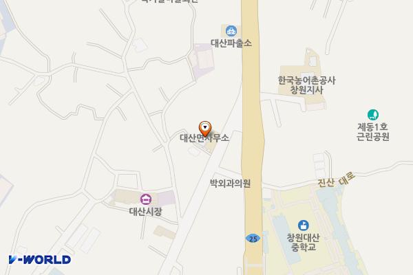 대산노인대학(구.대산면사무소) 위치 지도 — 경상남도 창원시 의창구 대산면 주남로 577, 대산면사무소