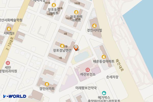 마산합포도서관 위치 지도 — 경상남도 창원시 마산합포구 월영동16길 22, 마산합포도서관 (해운동)