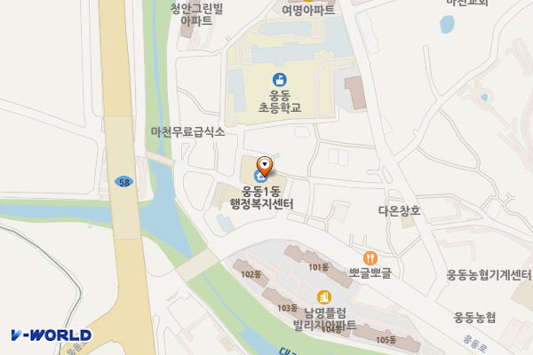 웅동1동 주민센터 1층 화장실 위치 지도 — 경상남도창원시진해구웅동로57번가길6(마천동,웅동1동주민센터)