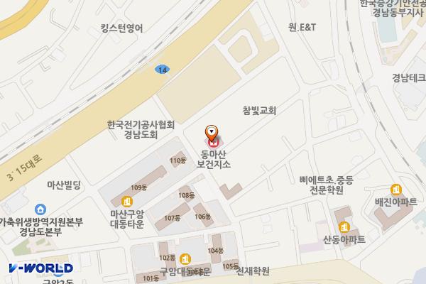 동마산보건지소 2층 화장실 위치 지도 — 경상남도 창원시 마산회원구 구암남14길 33, 동마산보건지소 (구암동)