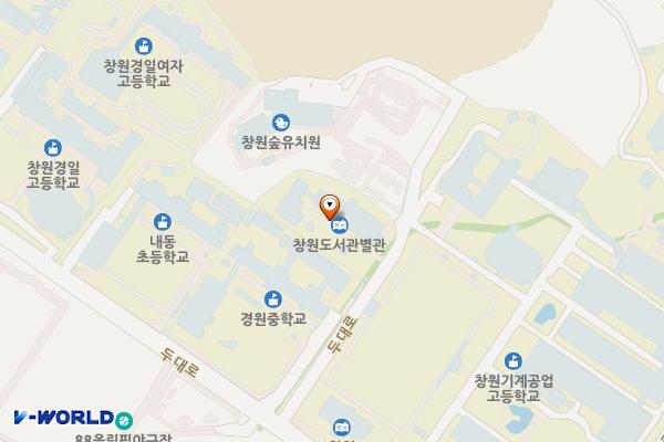 창원도서관 별관Ⅰ 위치 지도 — 경상남도창원시성산구두대로197-33(중앙동,창원도서관)