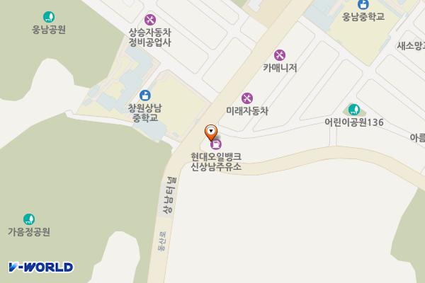 현대오일뱅크(주)직영 신상남주유소 위치 지도 — 경상남도창원시성산구동산로54번길2(상남동,오일뱅크)