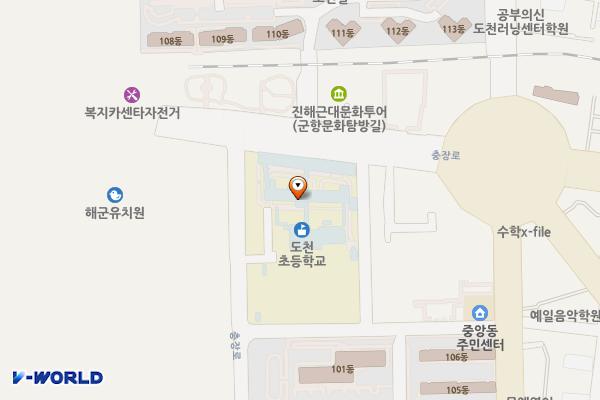 도천동 체육시설지 위치 지도 — 경상남도 창원시 진해구 충장로 10, 도천초등학교 (도천동)