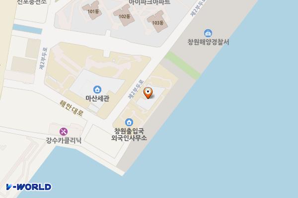 항만동 1층 해양경비안전센터 화장실 위치 지도 — 경상남도창원시마산합포구제2부두로30(신포동1가,정부경남지방합동청사)